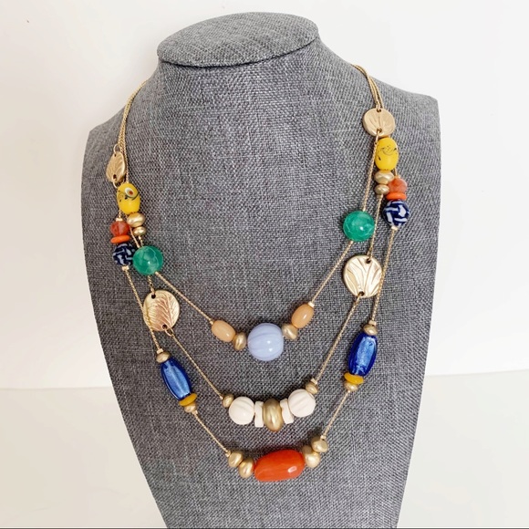 Chico’s Three Strand Beaded Necklace NWT